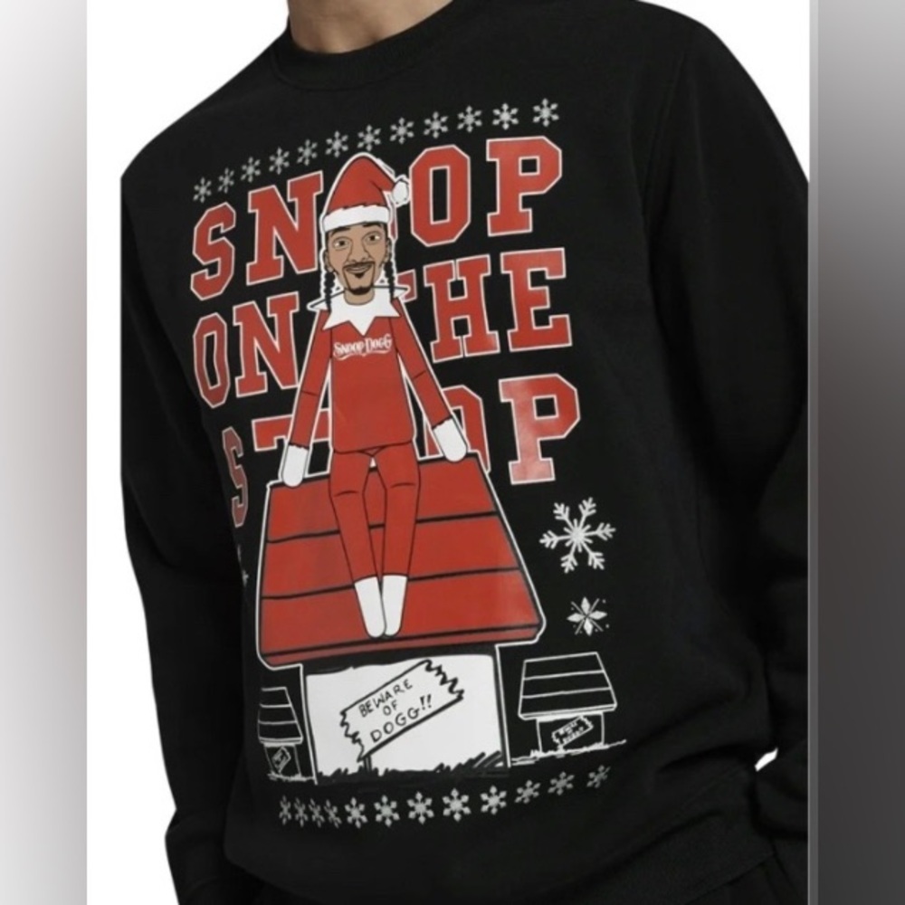 Dogg Supply by Snoop Dogg Holiday Crew Neck Fleece Sweatshirt Size Large